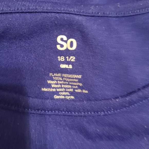 (1428) So Girls Short Sleeve Lama Motif T-Shirt, Size: 18 1/2 Color: Blue - Picture 15 of 15